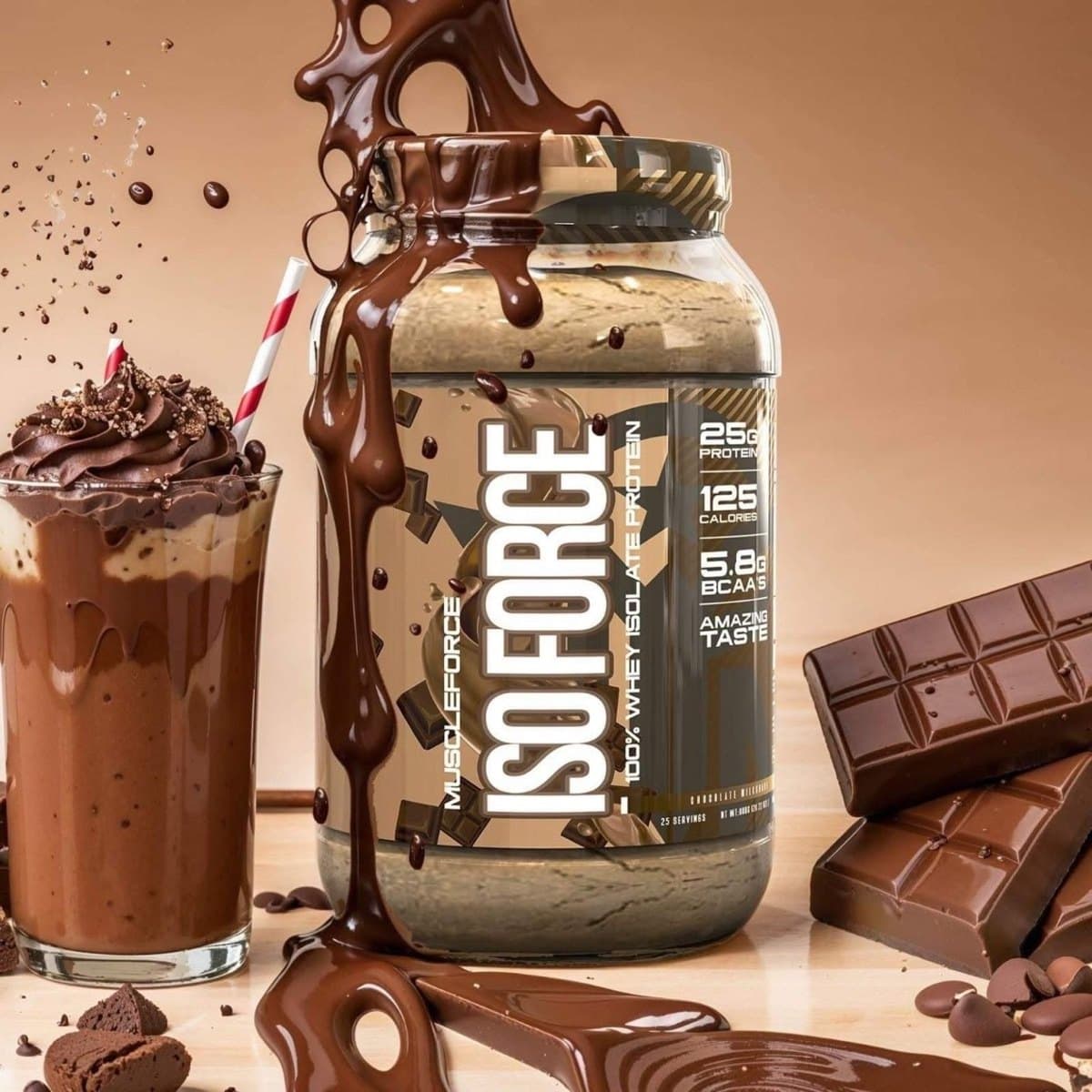 MuscleForce IsoForce whey isolate — 3D product visual