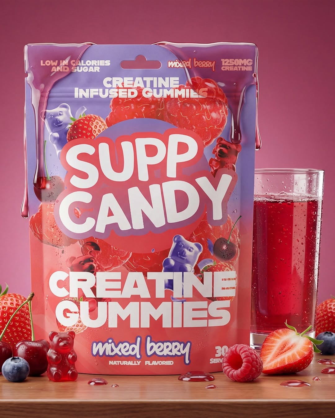 Supp Candy creatine gummies — packaging design